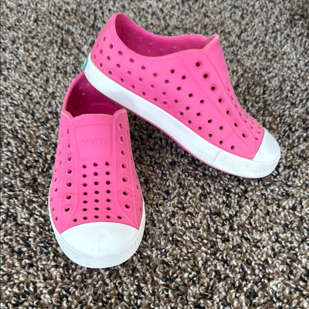Native Pink and White Water Shoes Perforated Slip-On